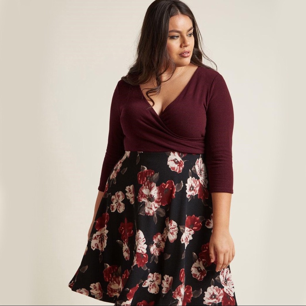 Modcloth Burgundy A-Line Wrap Dress